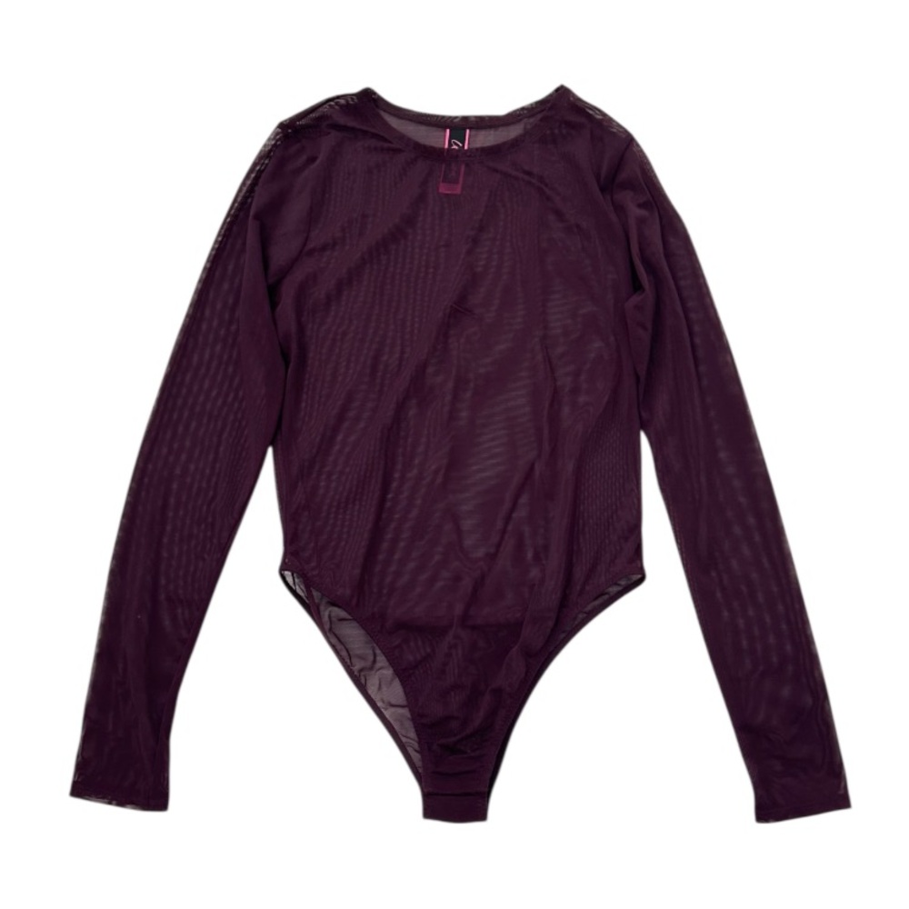 La SENZA Plum Mesh Long Sleeve Sheer Bodysuit